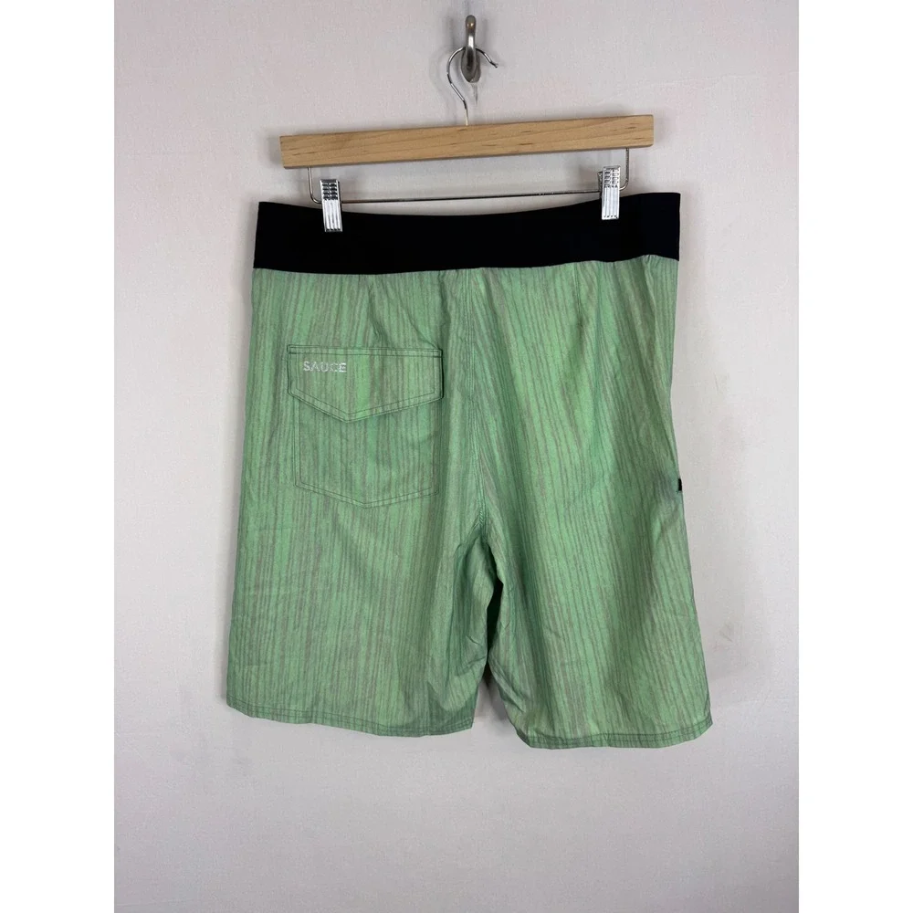 Sauce Hockey Hotel‎ 9er Board Shorts Green Grey Textured Print Mens 32/34 NEW